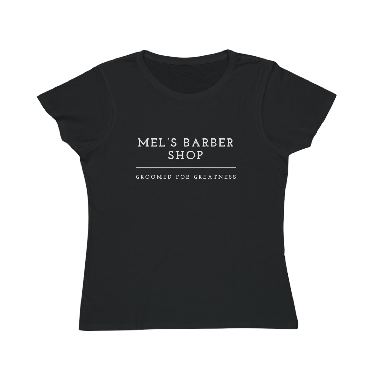 Mel's Barber Shop Organic Women's Classic T-Shirt - Casual Wear, Barber Shop Gift, T-Shirt for Her, Unique Style, Groomed for Greatness