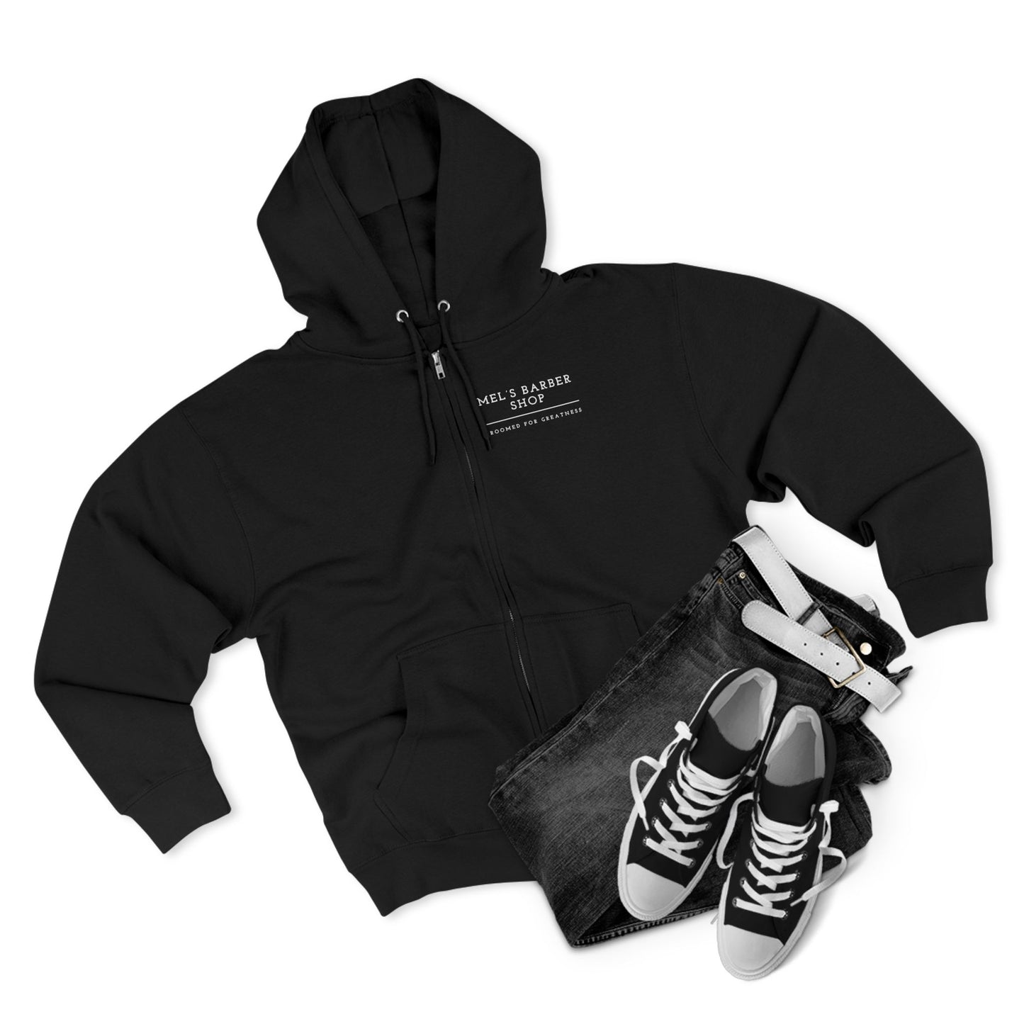 Stylish Barber Shop Zip Hoodie, Unisex Zip Up Sweatshirt, Cozy Lounge Wear, Gift for Him/Her, Perfect for Barbershop Lovers
