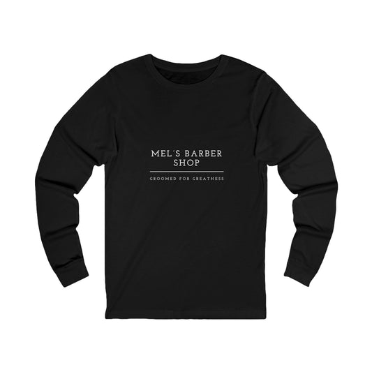 Mel's Barber Shop Unisex Long Sleeve Tee | Perfect for Barbers, Creative Gifts, Casual Wear, Birthday, and Holiday Celebrations