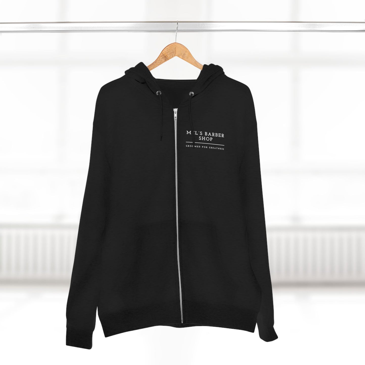 Stylish Barber Shop Zip Hoodie, Unisex Zip Up Sweatshirt, Cozy Lounge Wear, Gift for Him/Her, Perfect for Barbershop Lovers