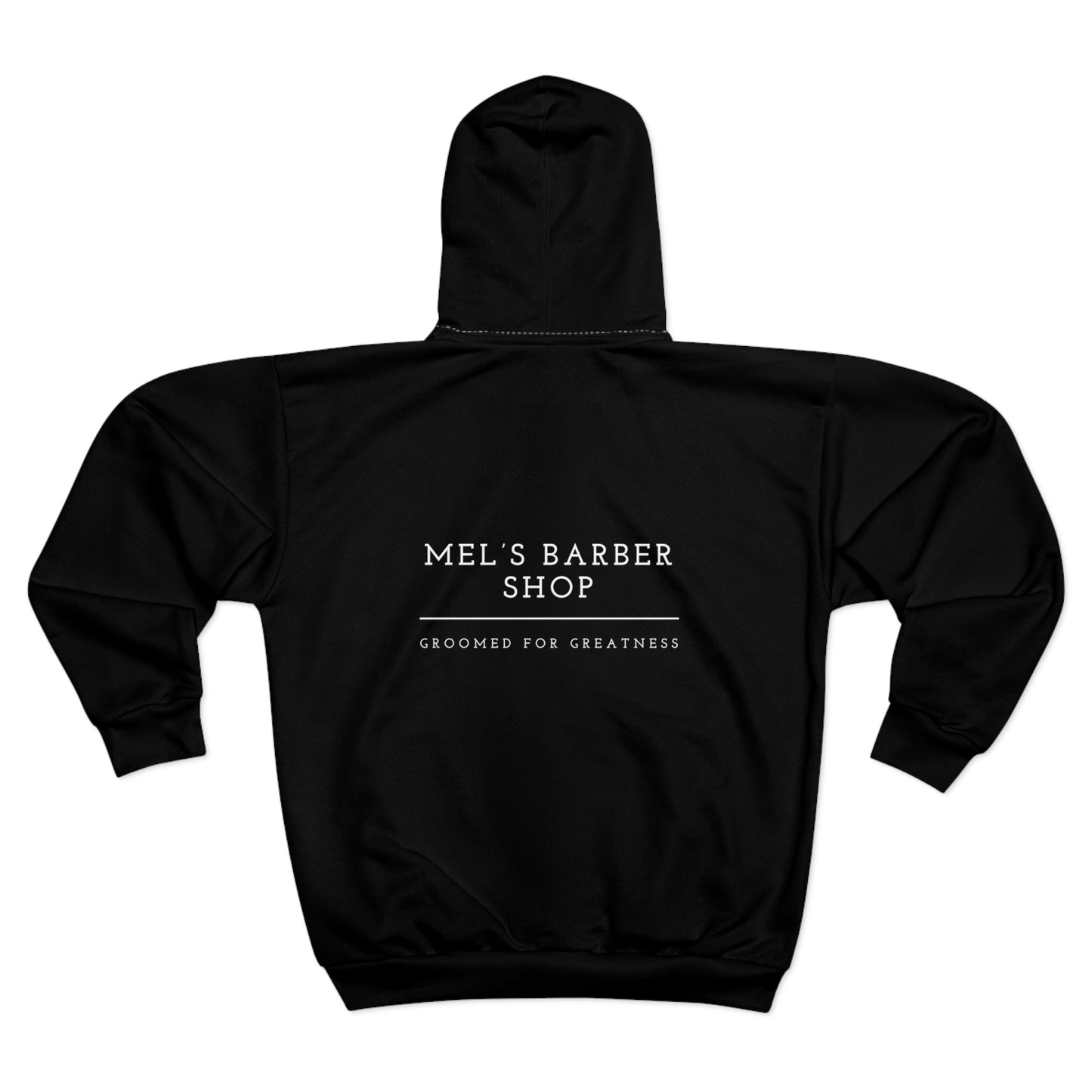 Mel's Barber Shop Unisex Zip Hoodie - Stylish & Comfortable, Ideal for Everyday Wear, Cozy Gift, Perfect for Barbershop Lovers, [...]
